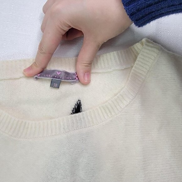 Lieblingsstuck Women’s Sweater Sz 38 M Wool Knit LS Pullover Black Star German - Picture 11 of 15